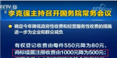 李克強(qiáng)：7月1日起，擴(kuò)大減繳專利申請費(fèi)、年費(fèi)等！