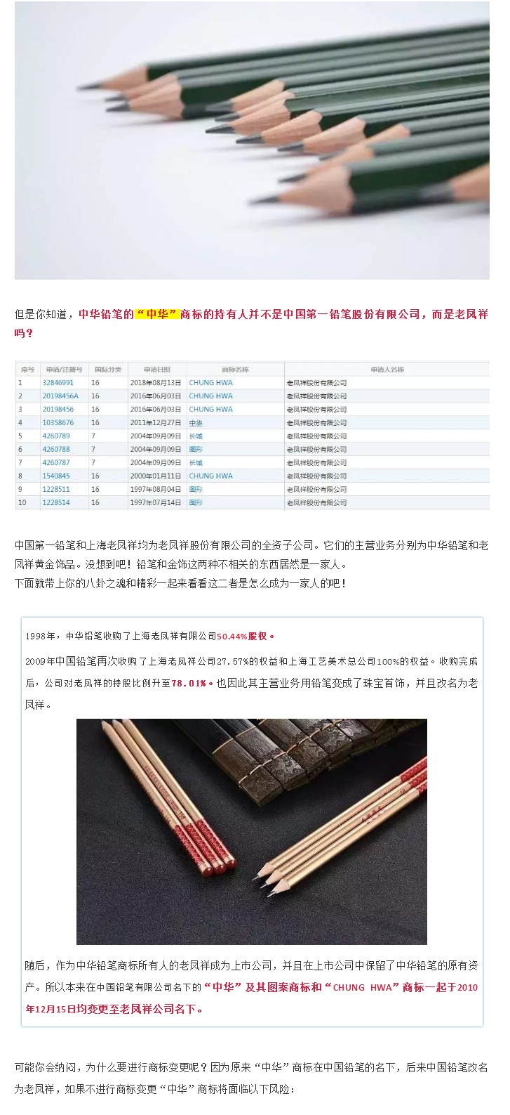 高考倒計時||你知道中華鉛筆的商標持有人是老鳳祥嗎？