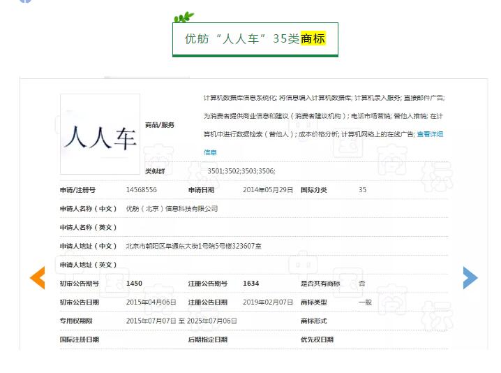 “人人車”商標在優(yōu)信二手車手中，對家拿了自己的王牌，人人車該怎么辦？