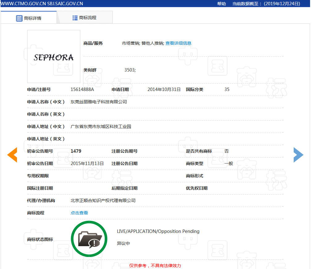 美妝巨頭絲芙蘭被東莞某公司搶注商標(biāo)了？