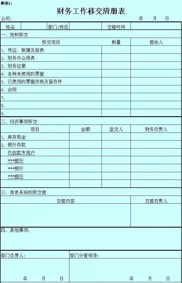 財(cái)會(huì)部會(huì)計(jì)人員工作交接管理辦法(附財(cái)務(wù)工作交接清單表)