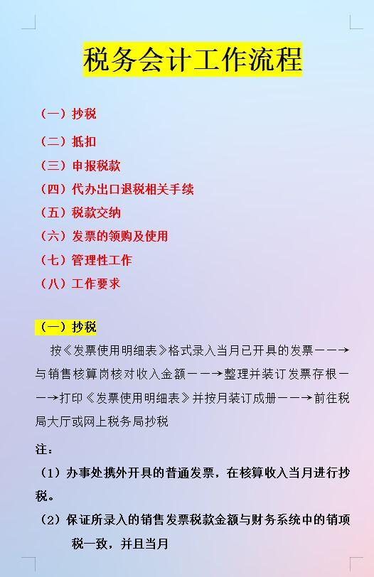 稅務會計的工作內(nèi)容及工作流程(稅務會計納稅申報詳細流程)