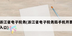 浙江省電子稅務(浙江省電子稅務局手機開票入口)