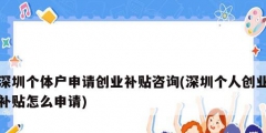 深圳個(gè)體戶申請(qǐng)創(chuàng)業(yè)補(bǔ)貼咨詢(xún)(深圳個(gè)人創(chuàng)業(yè)補(bǔ)貼怎么申請(qǐng))