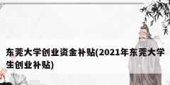 東莞大學創(chuàng)業(yè)資金補貼(2021年東莞大學生創(chuàng)業(yè)補貼)
